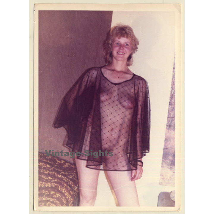 Natural Blonde Nude In Transparent Negligee (Vintage Photo GDR ~1980s)