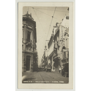 Buenos Aires / Argentina: Calle Suipacha (Vintage Postcard B/W)