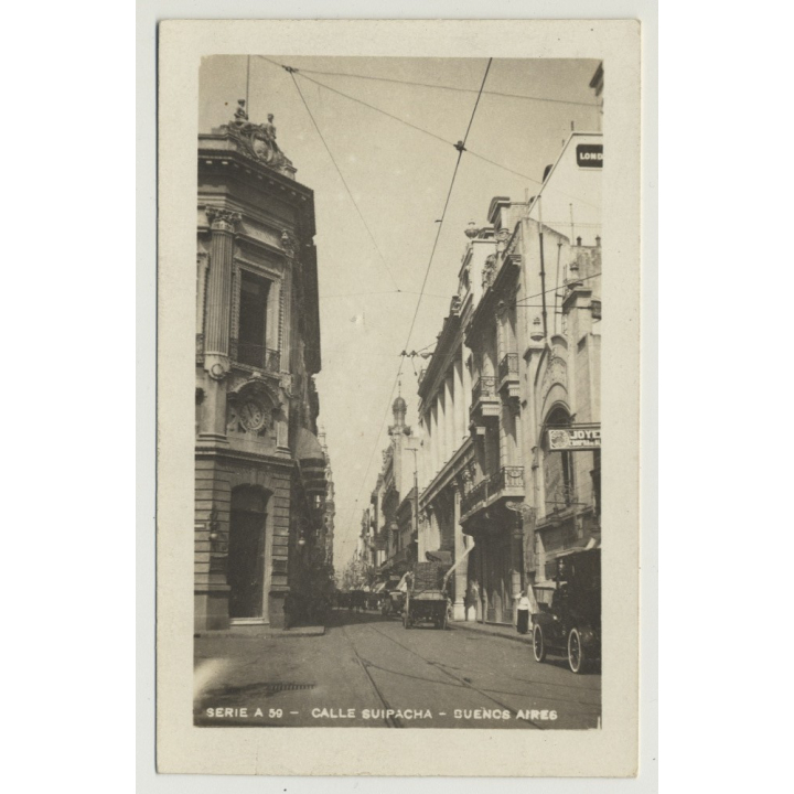 Buenos Aires / Argentina: Calle Suipacha (Vintage Postcard B/W)