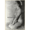 Pensive Nude Kneeling On Flocati / Wallpaper (Vintage Photo GDR ~1980s)