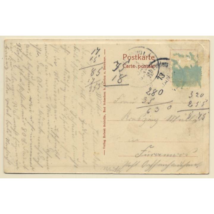 Bad Schachen / Germany: View From Lake (Vintage Hand Colored PC ~1910s)