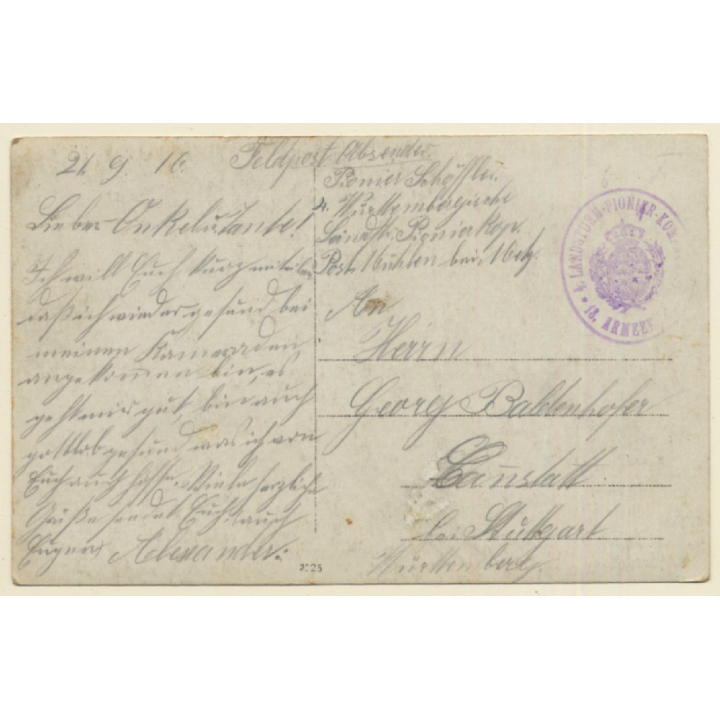 WW1: Pionierzug Frank / Group Of German Soldiers (Vintage RPPC 1916)