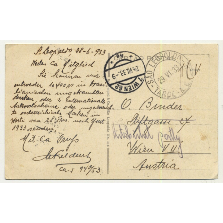 Sao Leopoldo / Brazil: Vista Geral (Da Igreja Matriz) (Vintage Postcard: 1933)