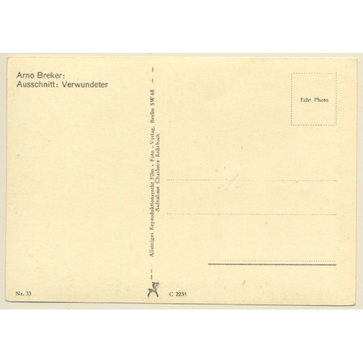 Arno Breker: Verwundeter (Ausschnitt) / Nude Sculpture (Vintage RPPC 1930s/1940s)