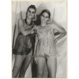 Erotic Study: 2 Slim Nudes On Transparent Negligees (Vintage Photo GDR ~1980s)