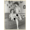 Erotic Study: 2 Geeky Slim Nudes On Couch (Vintage Photo GDR ~1980s)