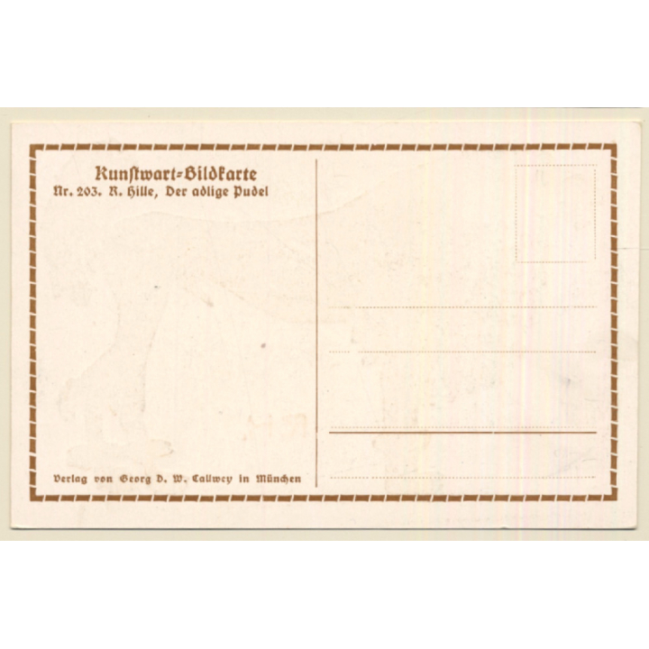 R. Hille: Der Adlige Pudel - The Noble Poodle (Vintage Artist PC ~1920s)