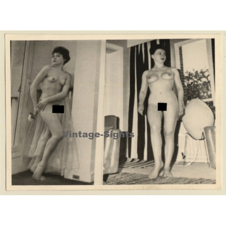 Nude Fifties Pin-Up's *6 (Vintage Dual Photo ~1950s)