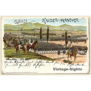 Gruss Vom Kaiser-Manöver ! / Heer - Kavallerie (Vintage PC Litho 1901)