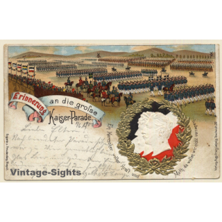 Erinnerung An Die Große Kaiser-Parade / Heer - Kavallerie (Vintage PC Litho 1900)