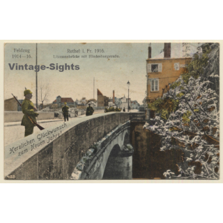 Rethel / Ardennes: Feldzug 1914-16 Litzmannbrücke (Vintage PC 1916)