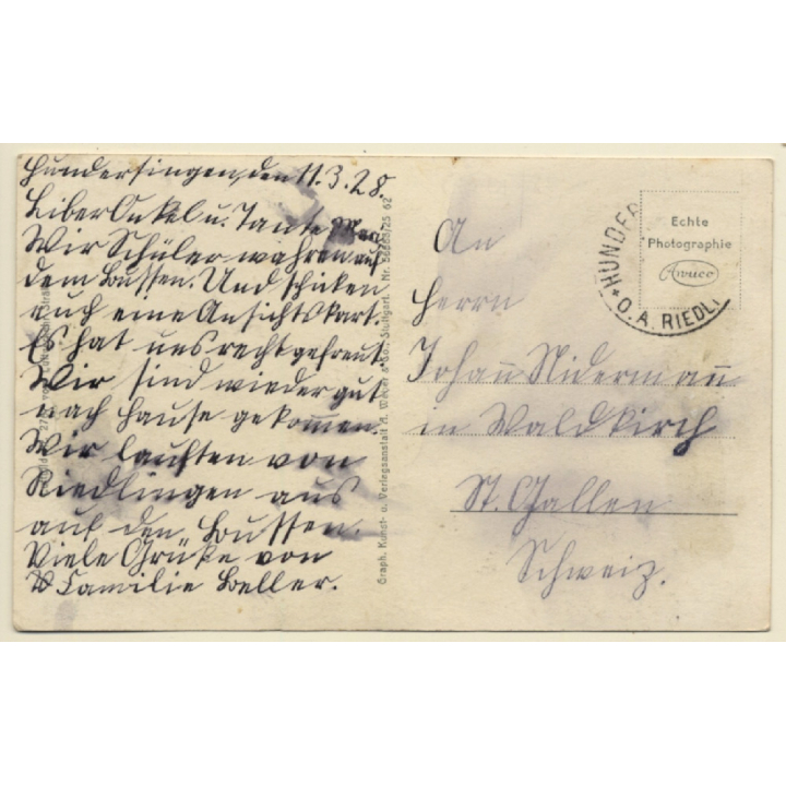 Offingen Mit Bussen / Germany: Aerial View (Vintage RPPC 1928)