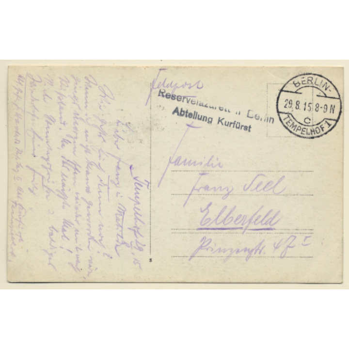 WW1: Reservelazarett Berlin Kurfürst / Soldiers - Nurses (Vintage RPPC 1915)