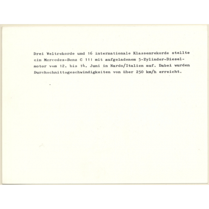 Nardo / Italy: Mercedes Benz C 111 - II On Race Track (Vintage Photo 1978)