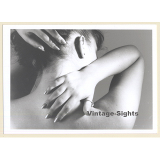 Artistic Erotic Study: Rear View Of Womans' Neck With Hands (Vintage Photo France B/W ~1980s)