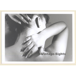 Artistic Erotic Study: Rear View Of Womans' Neck With Hands (Vintage Photo France B/W ~1980s)