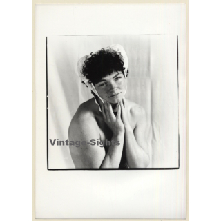 Artistic Erotic Portrait: Natural Chubby Nude With Freckles *2 (Vintage Photo France B/W ~1980s)