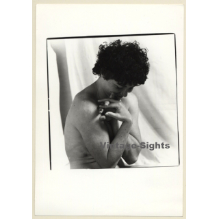 Artistic Erotic Portrait: Natural Chubby Nude With Freckles *4 (Vintage Photo France B/W ~1980s)