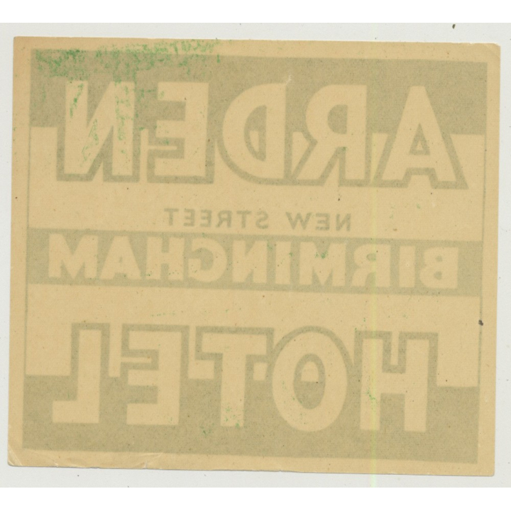 Arden Hotel, New Street - Birmingham / England (Vintage Luggage Label)