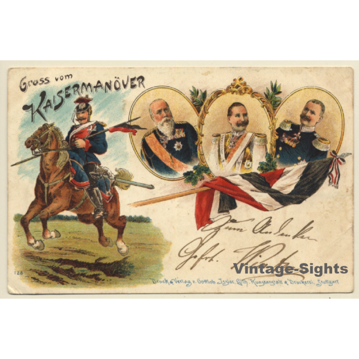 Gruss Vom Kaisermanöver ! / Wilhelm II (Vintage PC Litho 1900s)