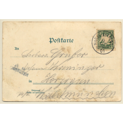 Bayerische Chevauxlegers / Gruss Manöverfelde (Vintage PC Litho 1901)