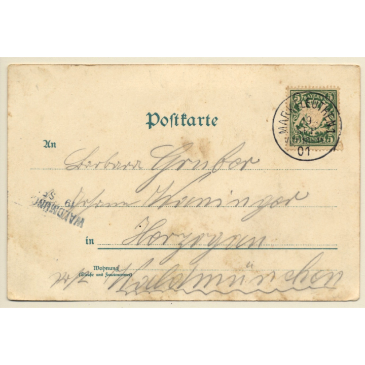 Bayerische Chevauxlegers / Gruss Manöverfelde (Vintage PC Litho 1901)