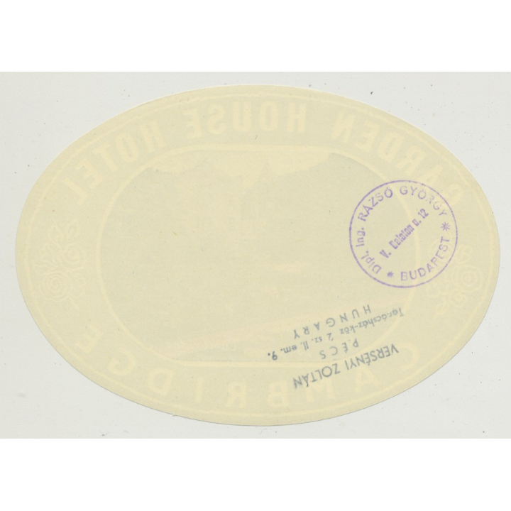Garden House Hotel - Cambridge / England (Vintage Luggage Label)