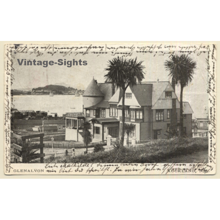 New Zealand: Auckland Harbour From Glenalvon (Vintage PC 1904)