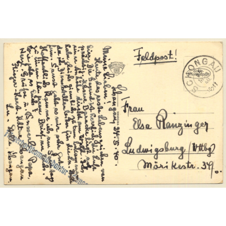 Schongau - Bavaria / Germany: Die Bergstadt & Zugspitze (Vintage RPPC 1940)