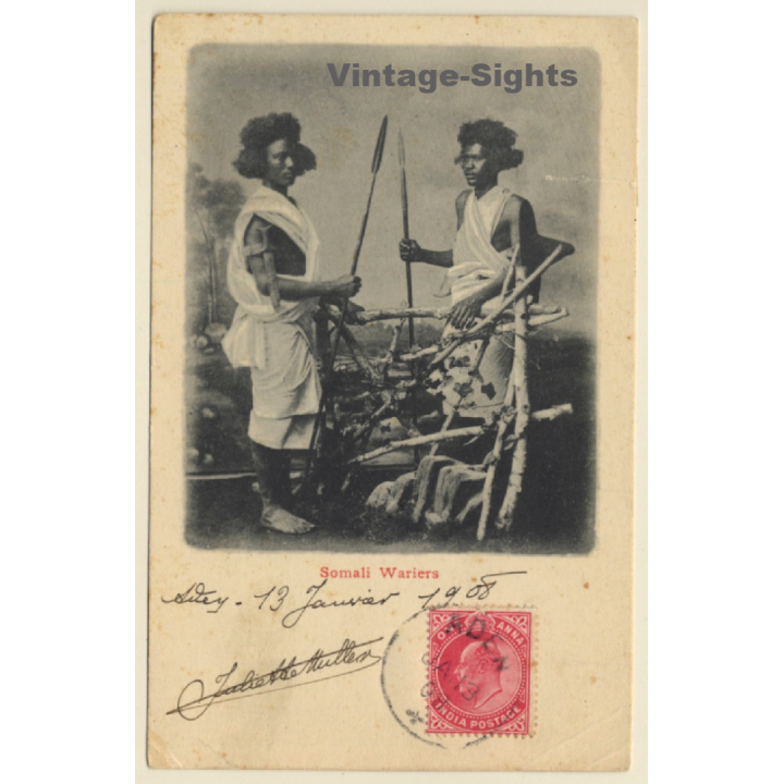 Africa: Somali Warriors / Spear - Ethnic (Vintage PC 1908)