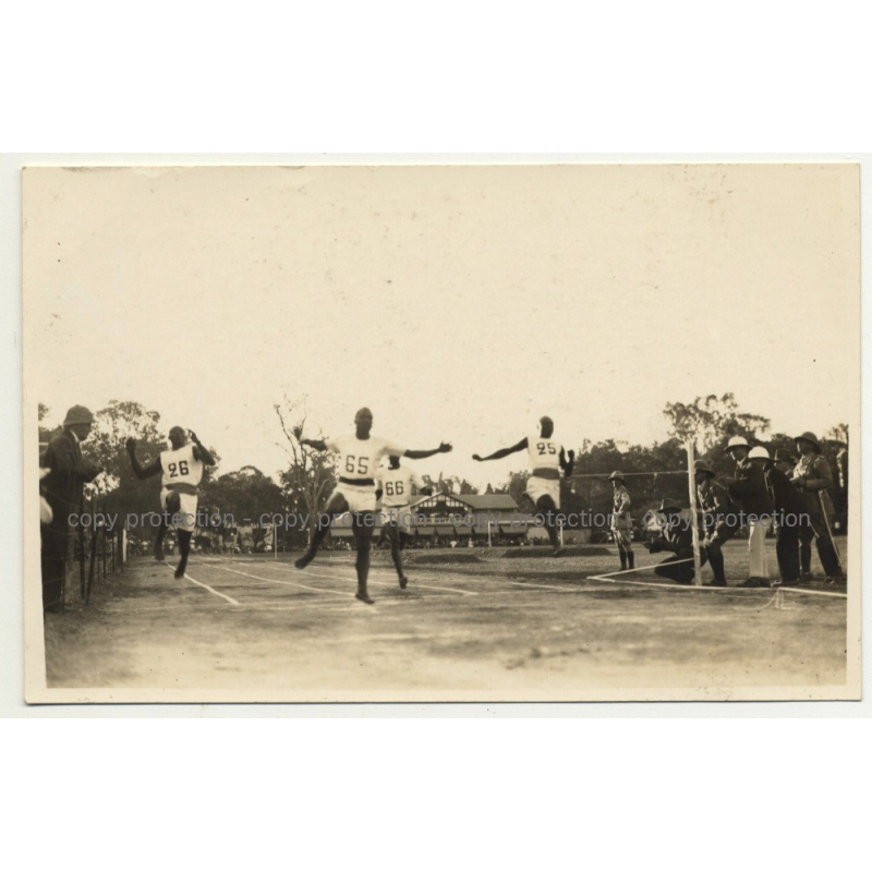 Congolese Athletes In Full Sprint (Vintage Photo: Belgian Congo B/W 1930s/1940s)