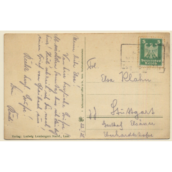 Lam (Bayr.Wald) / Germany: Schloss & Riedelstein (Vintage PC 1925)