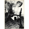 Shorthaired Blonde Nude On Floor / Black Nylons (2nd Gen. Photo ~1960s)