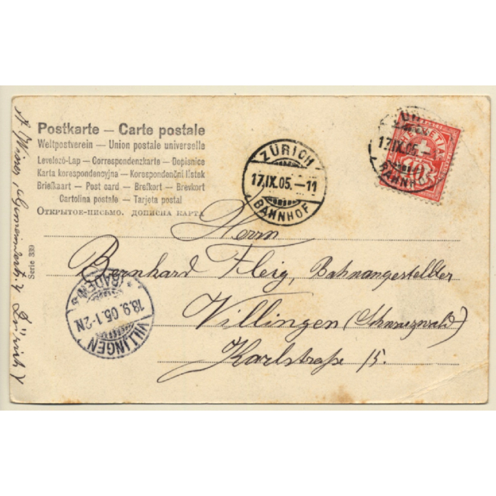 Swiss Farmers In Traditional Garb / Goats (Vintage PC 1905)