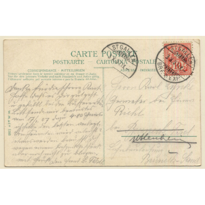 St.Gallen / Switzerland: Villenquartier Am Rosenberg (Vintage PC 1907)