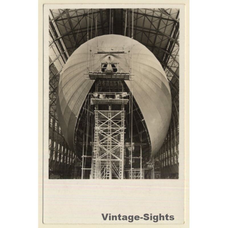 Graf Zeppelin LZ 130 In Bau / Stamp: Zeppelin Luftschiffwerft (Vintage RPPC ~1930s)