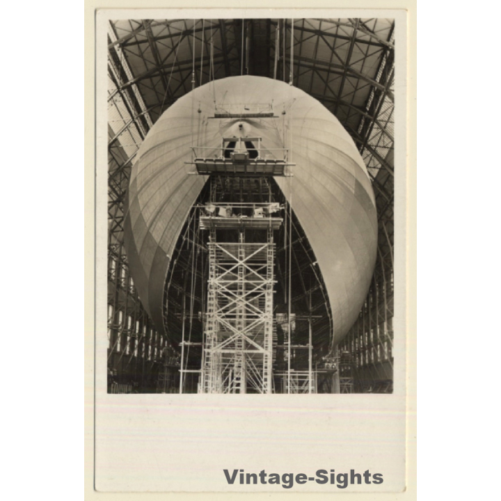 Graf Zeppelin LZ 130 In Bau / Stamp: Zeppelin Luftschiffwerft (Vintage RPPC ~1930s)