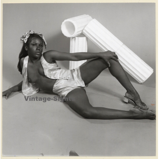 Erotic Study: Dark-Skinned Semi Nude Beauty / Hot Pants (Vintage Photo KORENJAK 1970s/1980s)