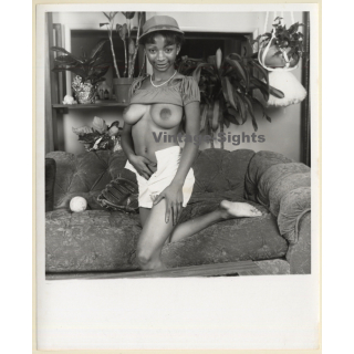 Erotic Study: Busty Slim Dark-Skinned Semi Nude / Sun Visor (Vintage Photo KORENJAK 1970s/1980s)