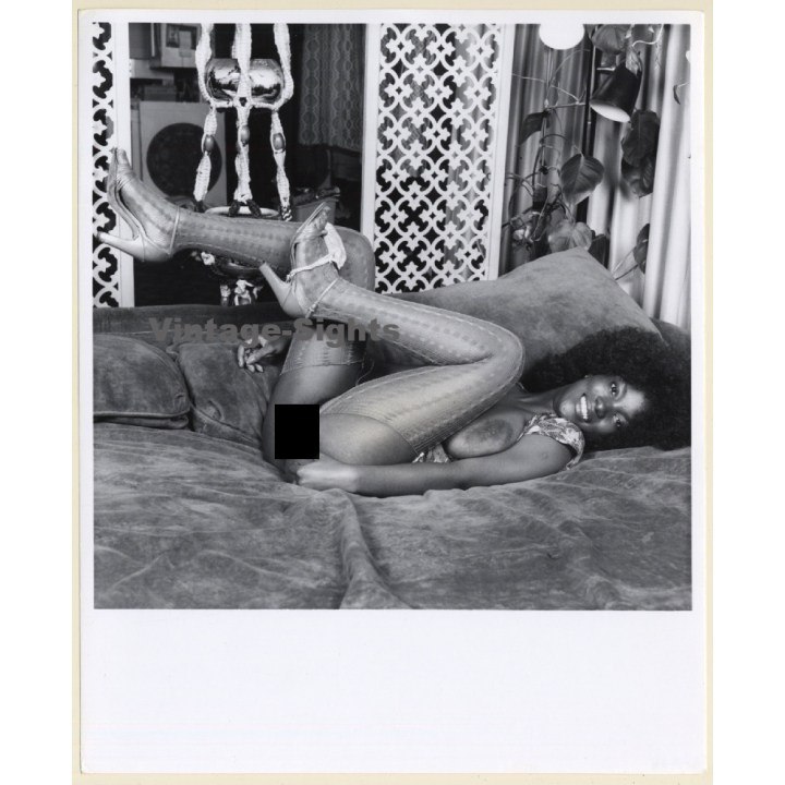 Erotic Study: Pretty Busty Dark-Skinned Semi Nude With Afro *6 (Vintage Photo KORENJAK 1970s/1980s)