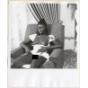 Erotic Study: Dark-Skinned Semi Nude Flashing Boobs In Lounge Chair (Vintage Photo KORENJAK 1970s/1980s)