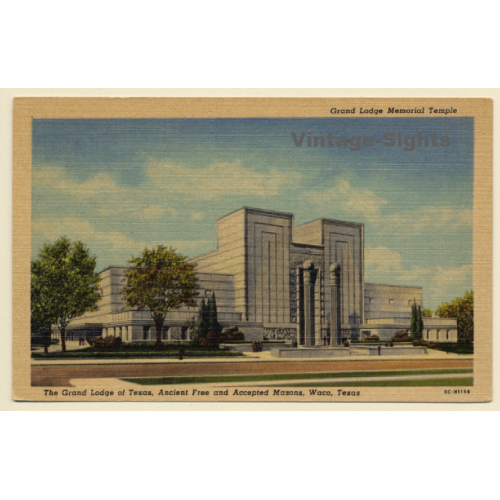 Waco / USA: Grand Lodge Of Texas, Free & Accepted Masons (Vintage PC ~1930s/1940s)