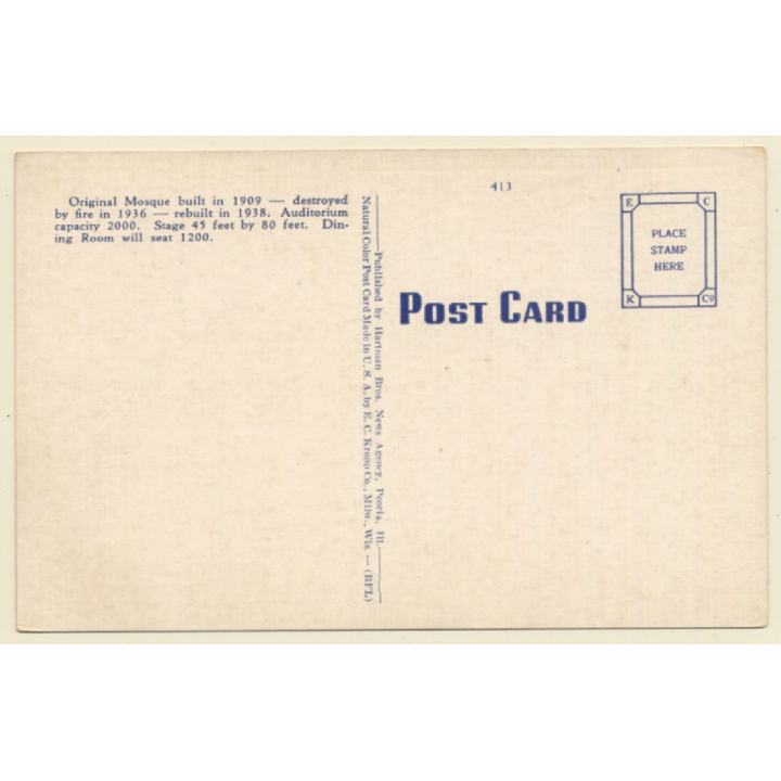 Peoria / USA: Shrine Mosque, Mohammed Temple (Vintage PC ~1930s/1940s)