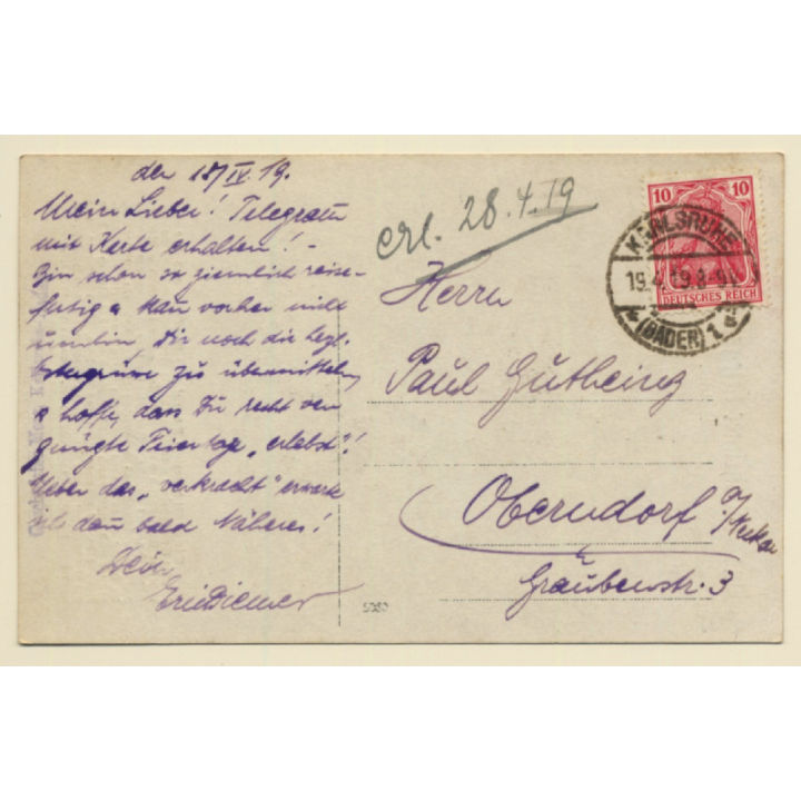 Das Crailsheimer Kriegsnotgeld 1918 - Rückseite (Vintage RPPC 1919)