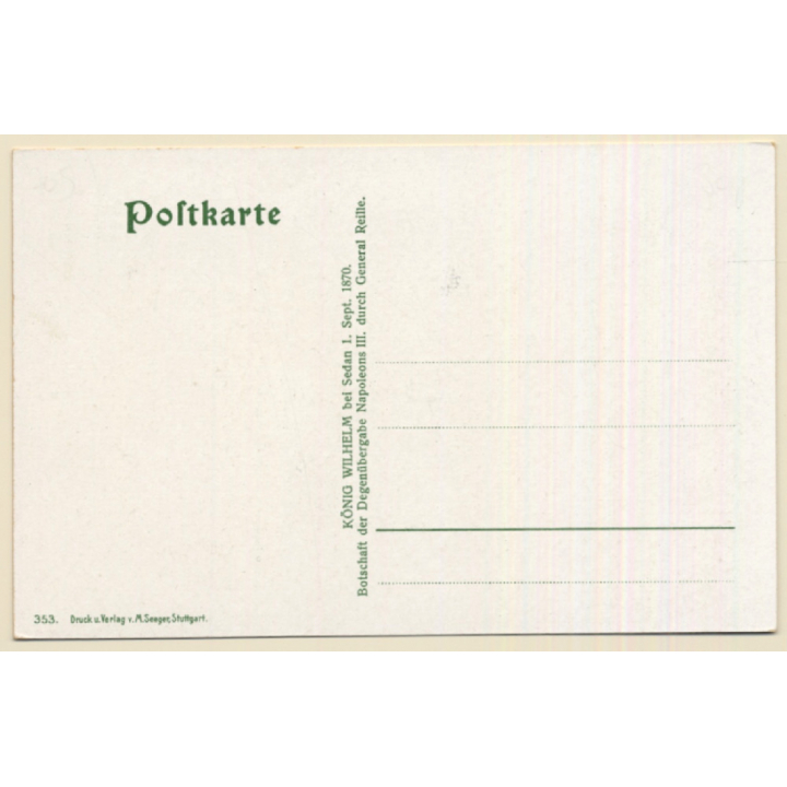 König Wilhelm: Botschaft Degenübergabe Napoleon III (Vintage Artist PC ~1900s/1910s)