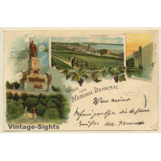 Gruss Vom Nationaldenkmal: Rüdesheim (Vintage PC Litho 1902)