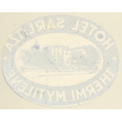 Lesbos / Greece: Hotel Sarlitza - Thermi Mytilene (Vintage Luggage Label)
