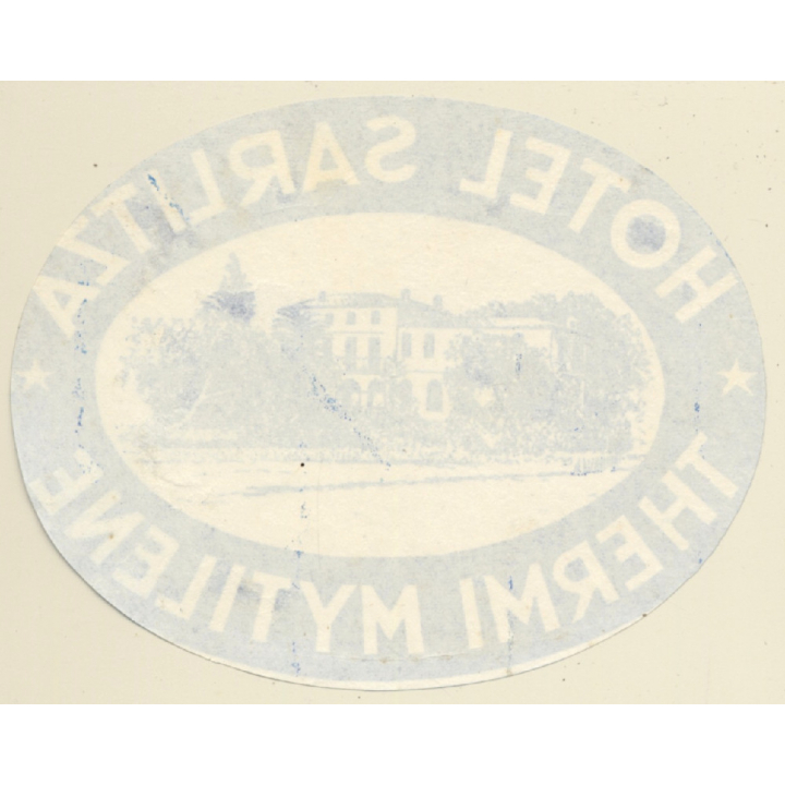 Lesbos / Greece: Hotel Sarlitza - Thermi Mytilene (Vintage Luggage Label)