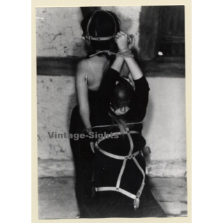 2 Maids Tied Back To Back / Bondage - Full Face Mask - BDSM (2nd Gen. Photo 1960s)