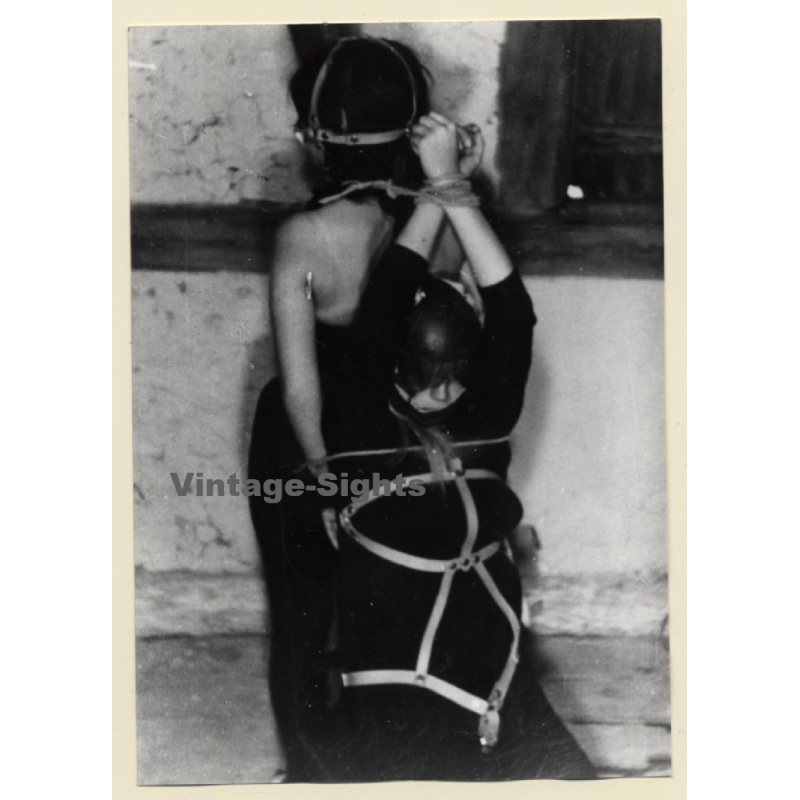 2 Maids Tied Back To Back / Bondage - Full Face Mask - BDSM (2nd Gen. Photo 1960s)